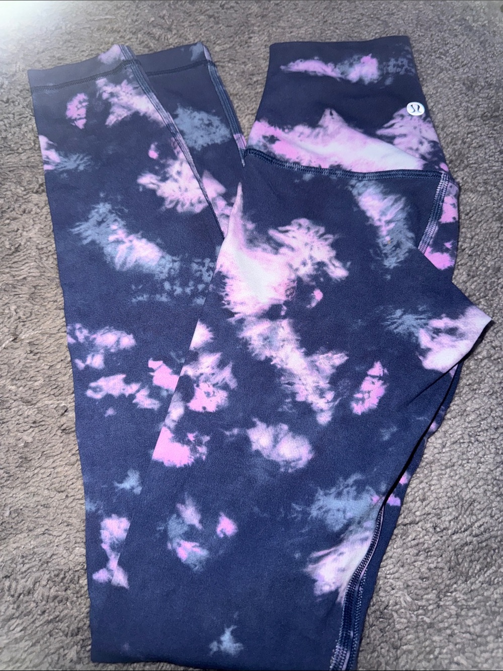 lululemon athletica Girls' Navy and Pink Tie-Dye Leggings